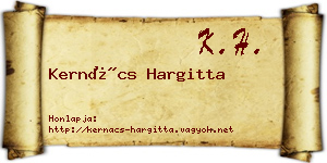 Kernács Hargitta névjegykártya